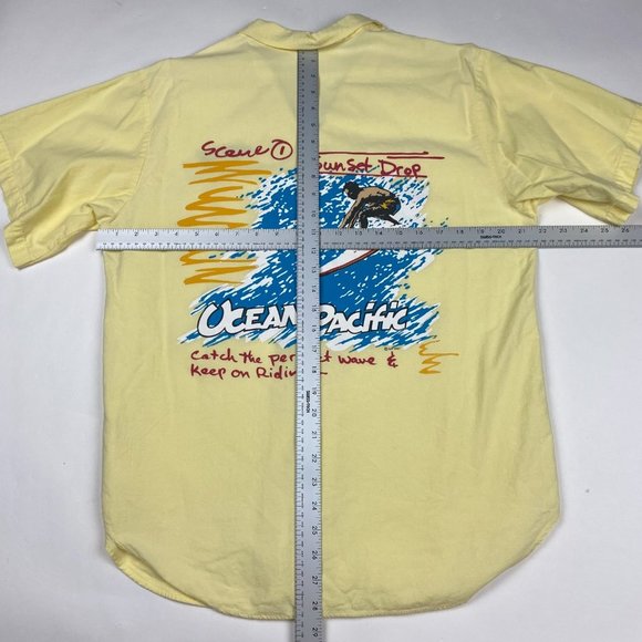 Vintage 80s Ocean Pacific OP Shirt Men's Large Cotton Surf Surfing Button Front - Picture 7 of 9
